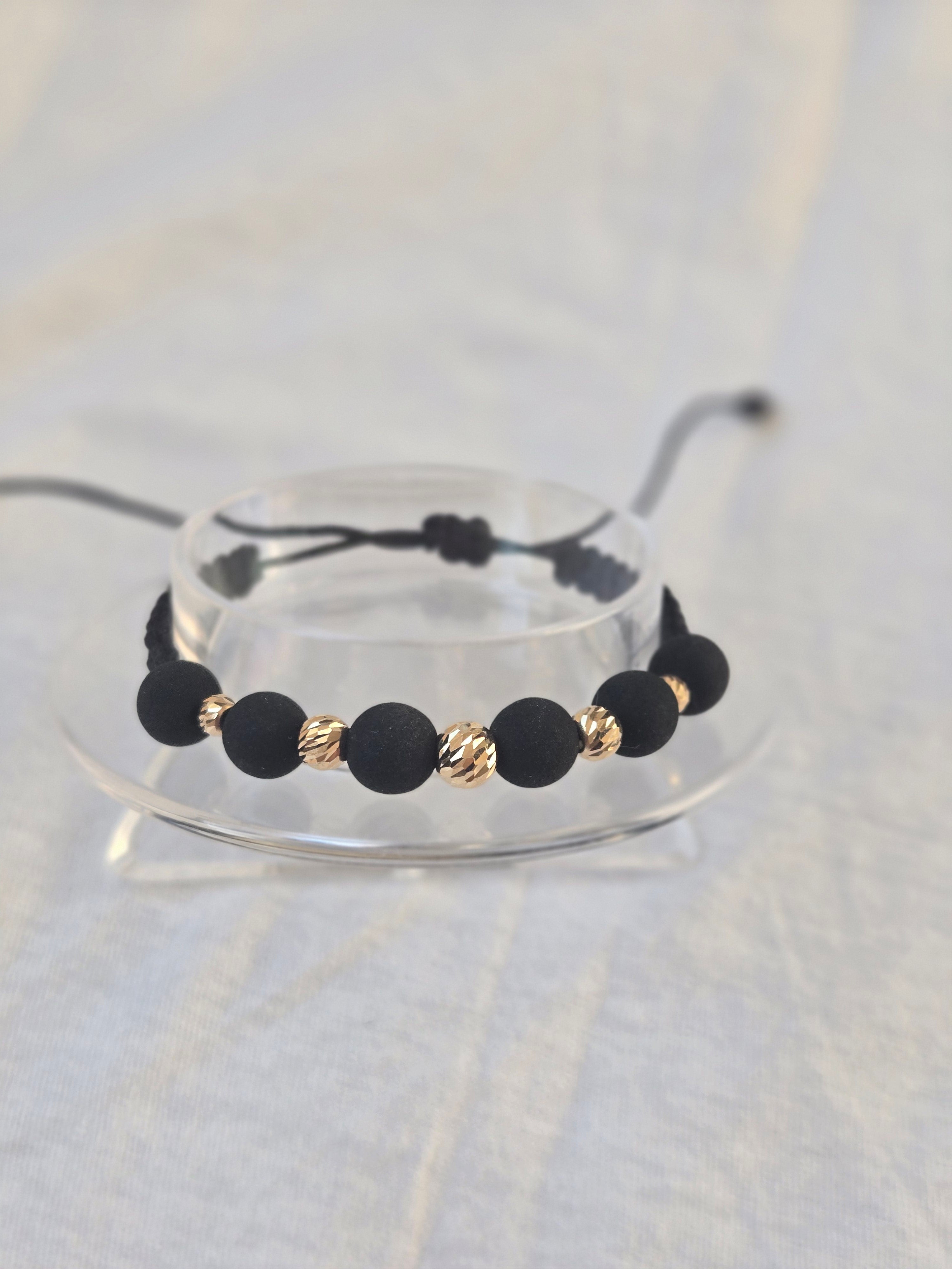 Pulsera Negra Oro 18k