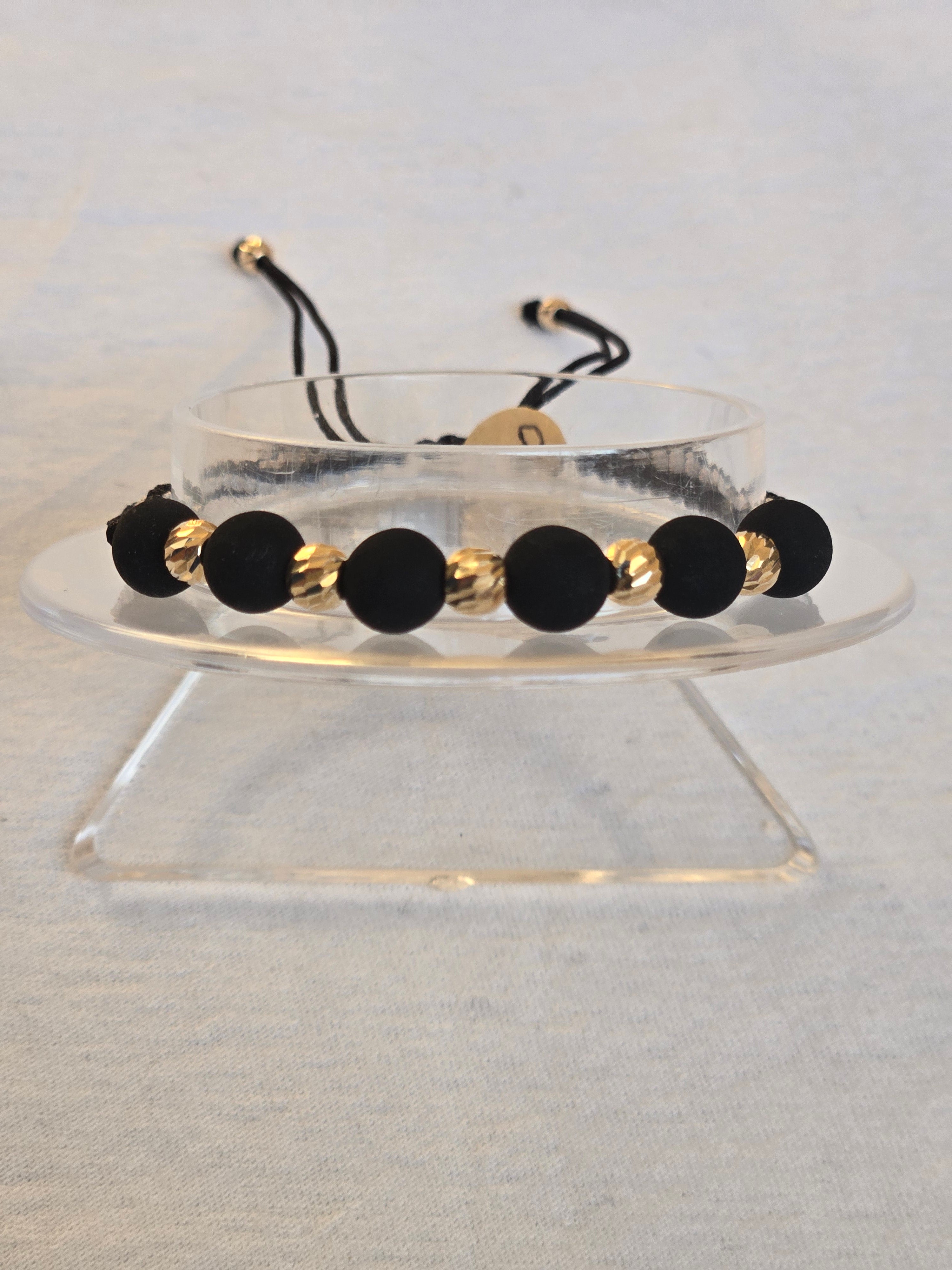 Pulsera Ajustable Oro 14k negro mate